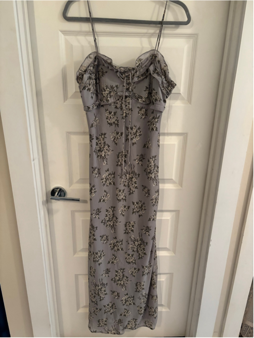 Women's Wild Fable Floral Maxi Dress Grey White Size M